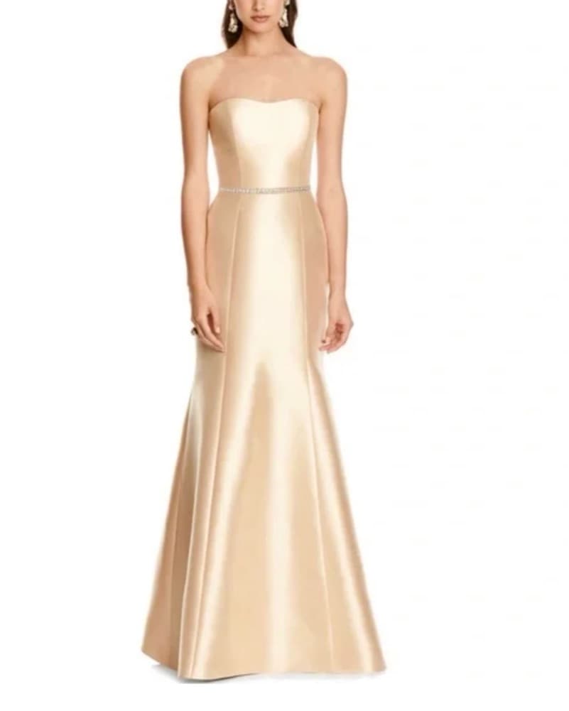 Alfred Sung Champagne Bridesmaid Dress - Image 1