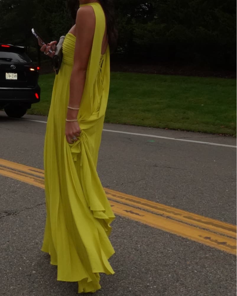 Delfi Dapheni Dress In Chartreuse - Image 1