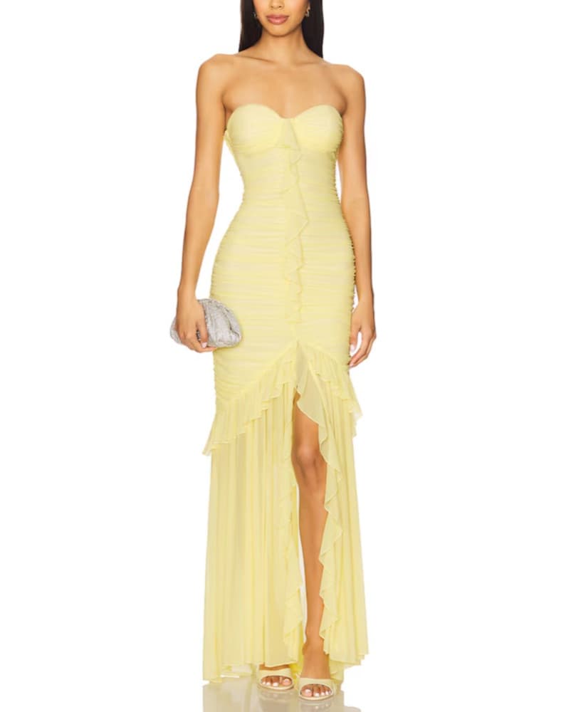 Majorelle Yellow Wedding Guest Dress - Image 2