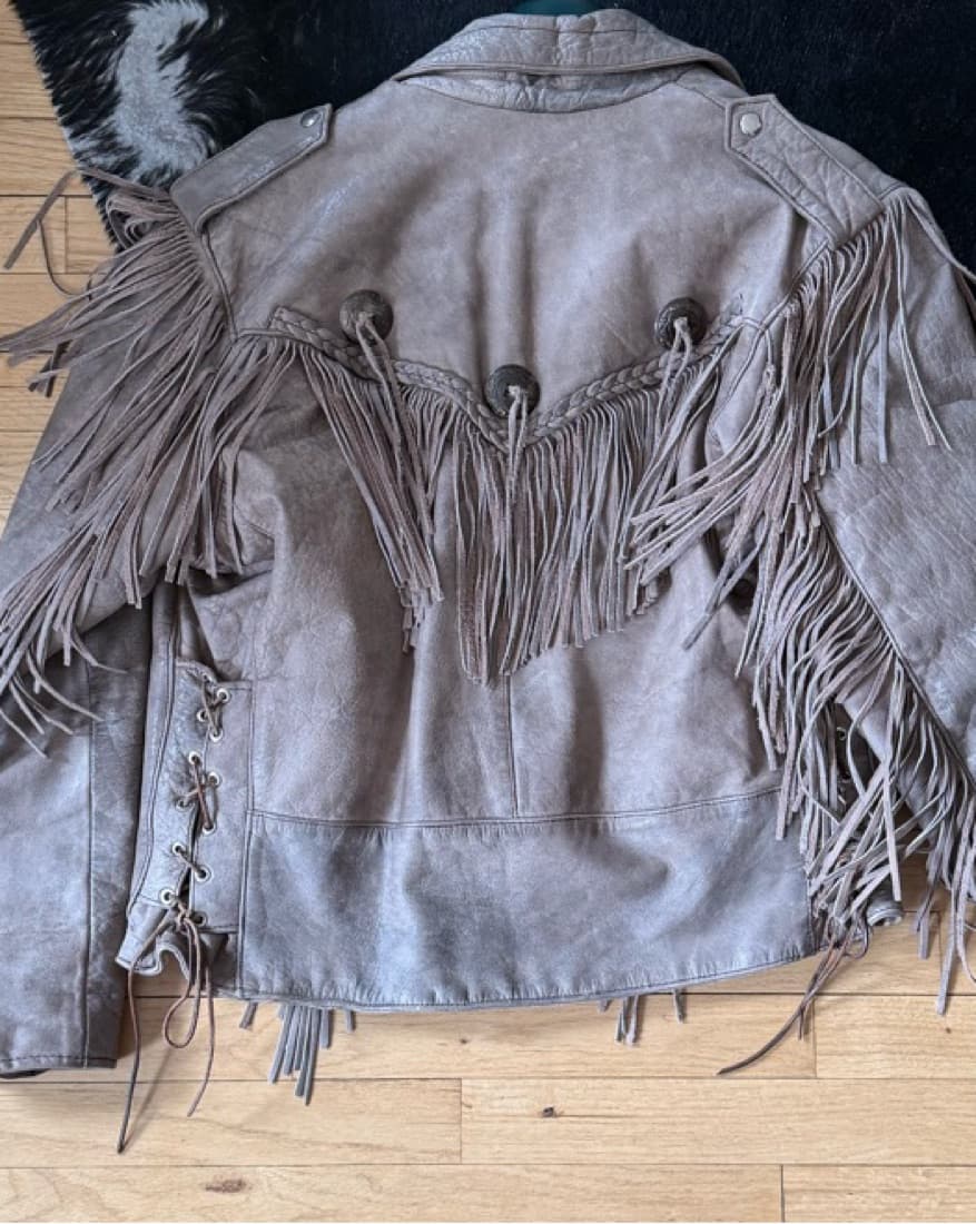 Vintage Leather Fring Jacket - Image 5