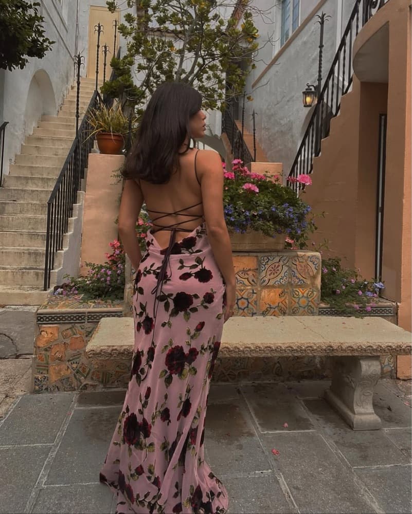 House Of CB Serena Pink Devore Dress XS - Image 3