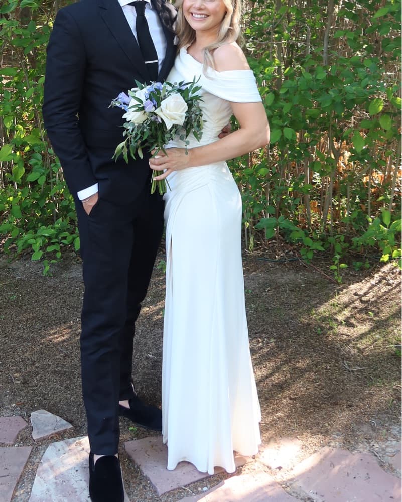 One-Shoulder White Bridesmaid Dress - Image 2