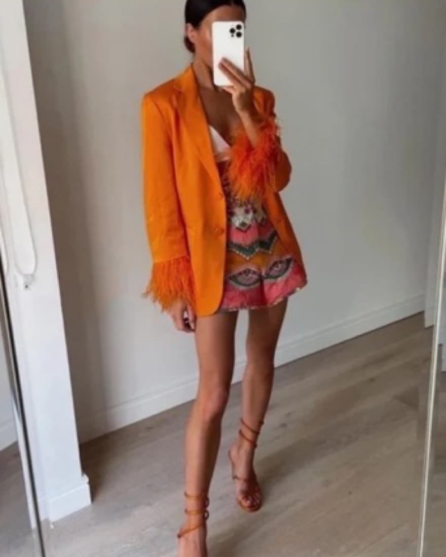 Feathered Orange Blazer  - Image 3