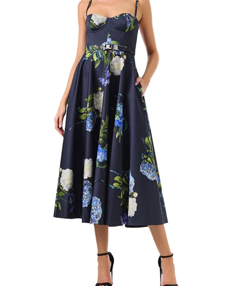 Monique Lhuilier Floral Corseted Dress - Image 1