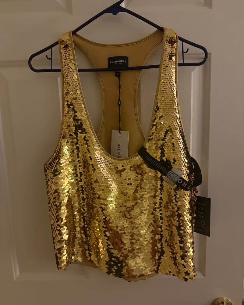Retrofete Gold Sequin Tank Top  - Image 2