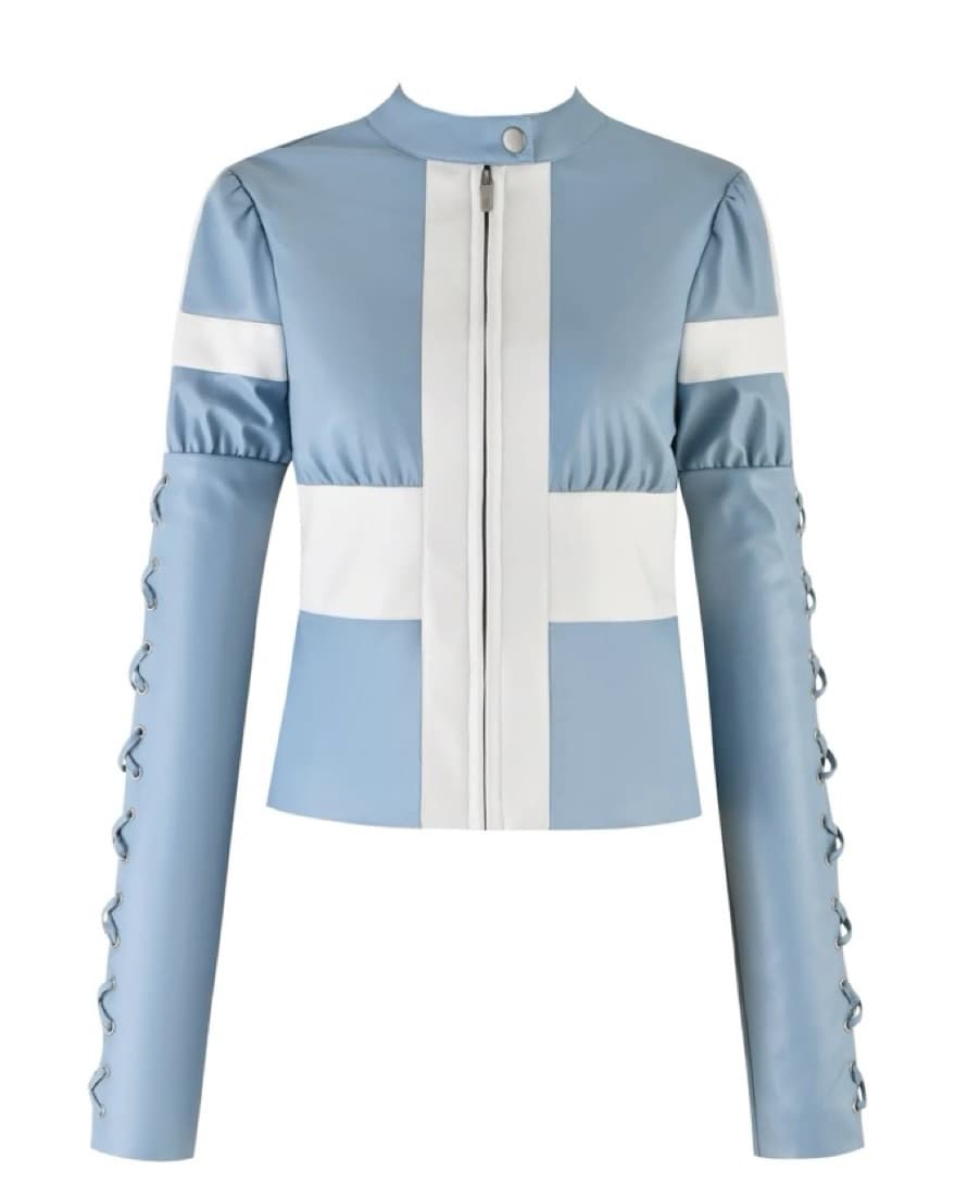 I am gia light blue leather jacket - Image 1