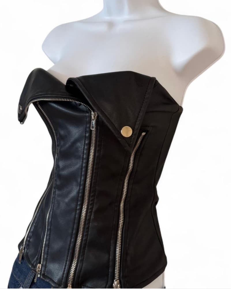 Superdown Faux Leather Corset - Image 2