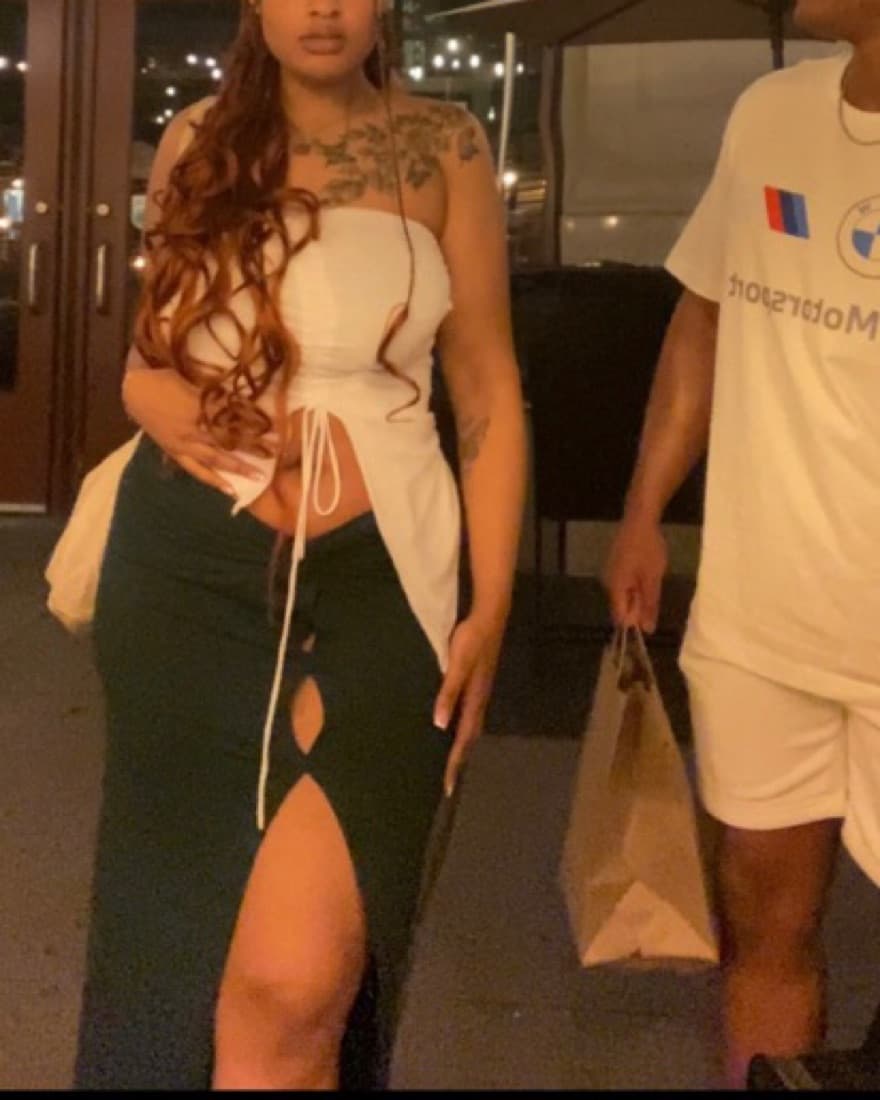 Split Thigh Emerald Green Skirt  - Image 1