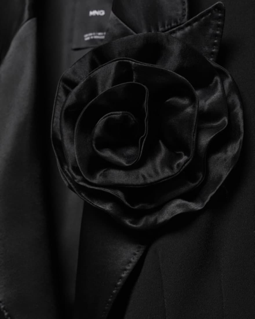 Mango Tux-Style Satin Flower Blazer - Image 5