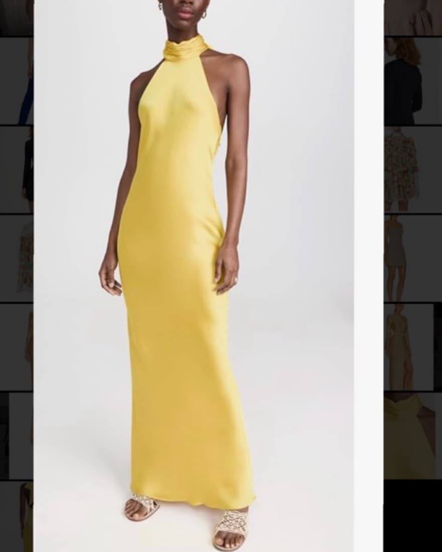 Yellow Silk Halter Neck Gown - Image 5
