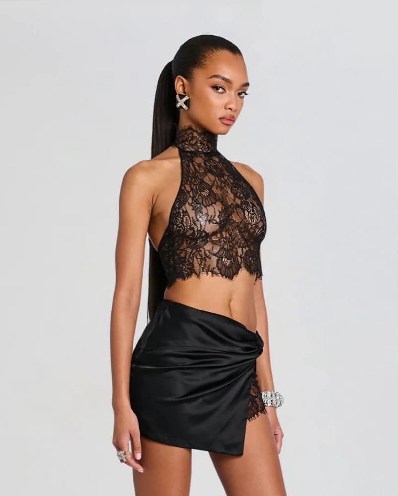 Retrofete Lace Violet Halter Top  - Image 1