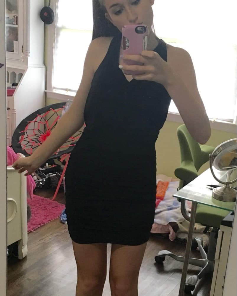 Ruched Bodycon Black Dress - Image 3