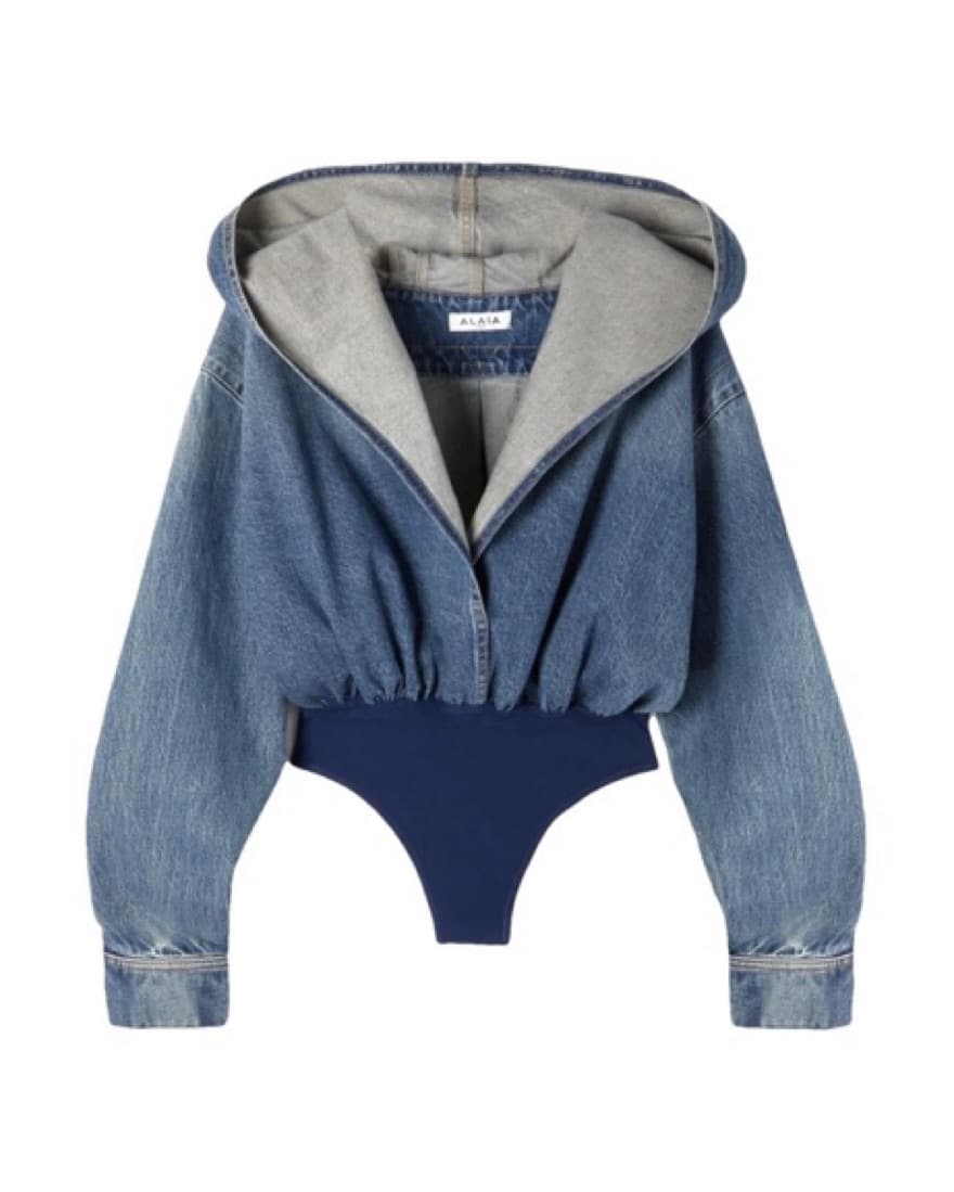 Alaia Hooded Denim Bodysuit - Image 3