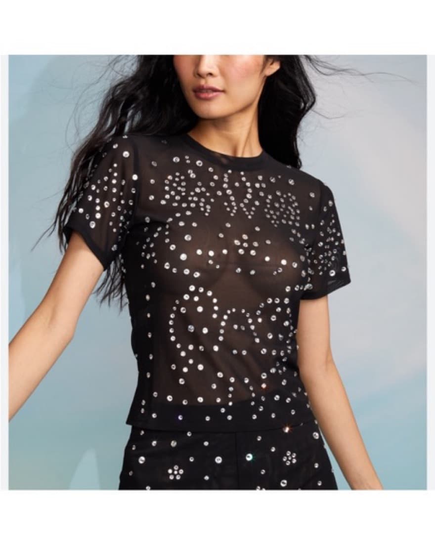 Cynthia Rowley Crystal mesh Baby Tee  - Image 1