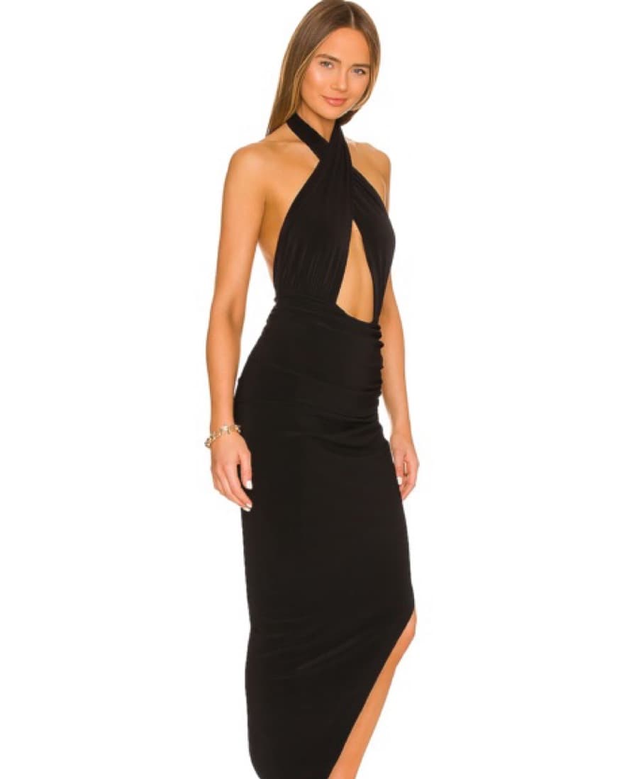 NORMA KAMALI Cross Halter Side Drape Gow - Image 2