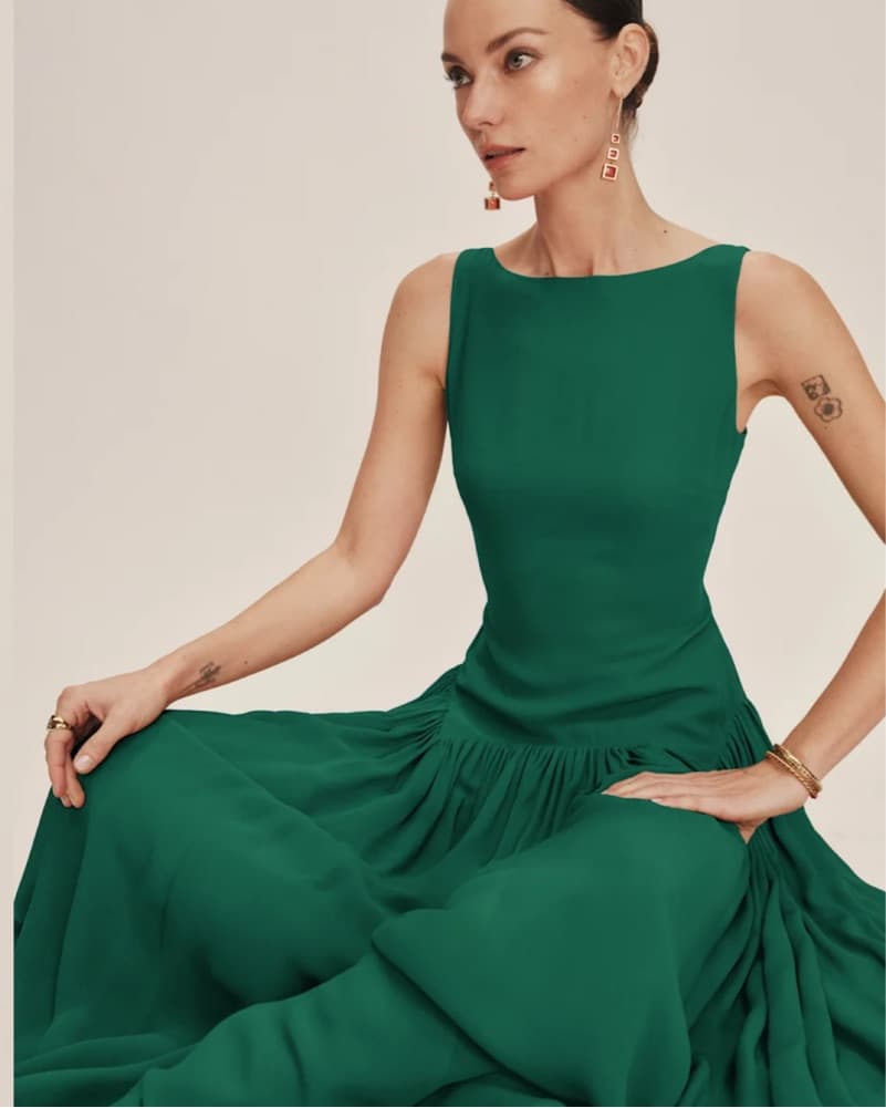 Reformation Camella Dress Emrald - Image 3