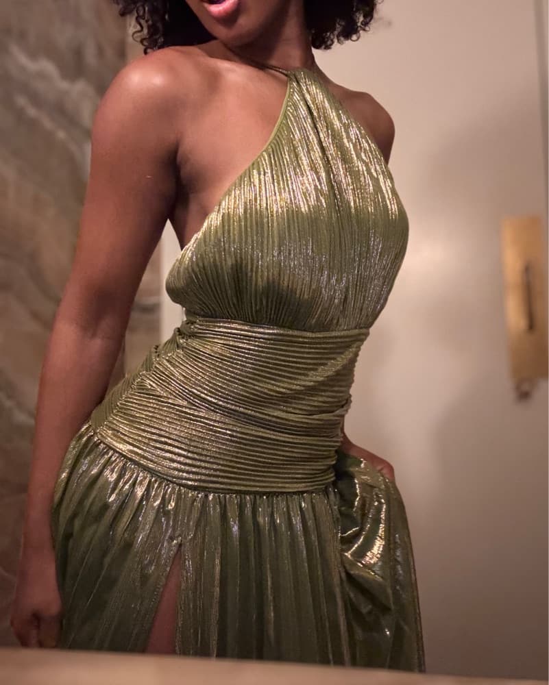 Thalia Backless Shimmering Halter Dress - Image 1