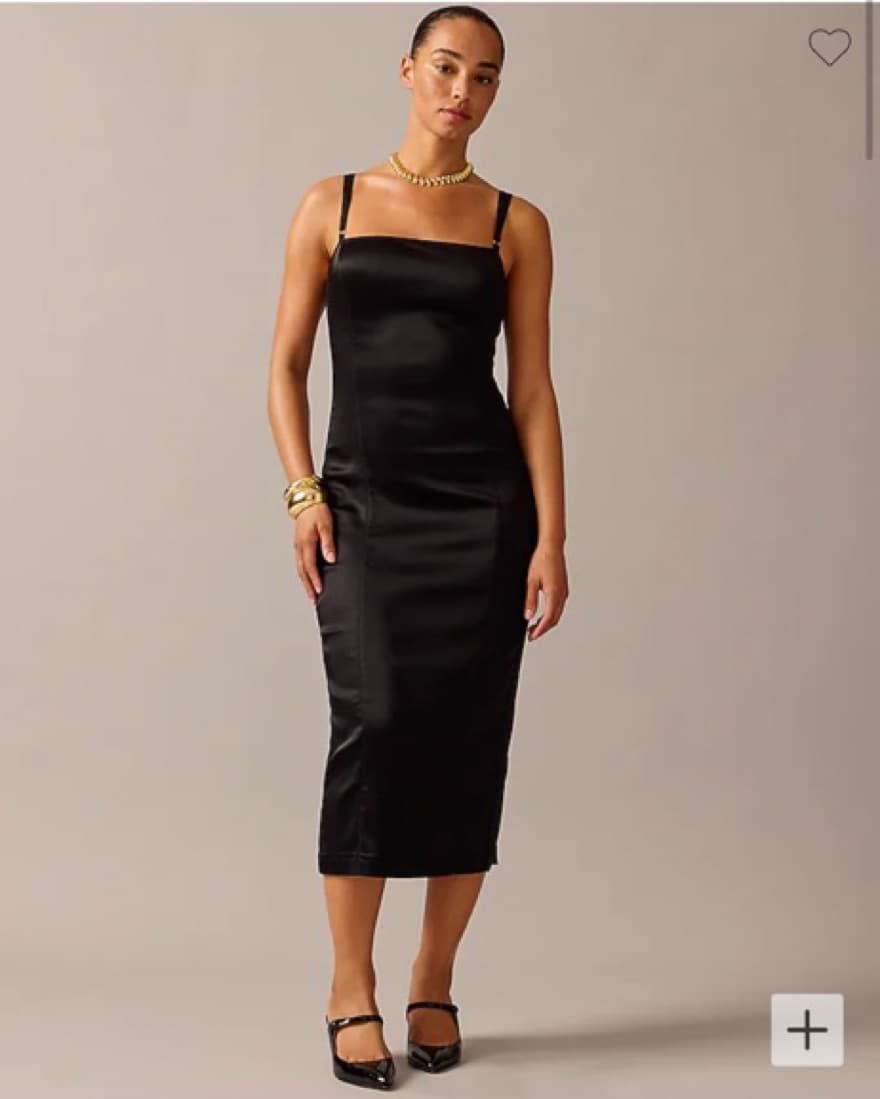 J.Crew Black Satin Midi Dress - Image 1