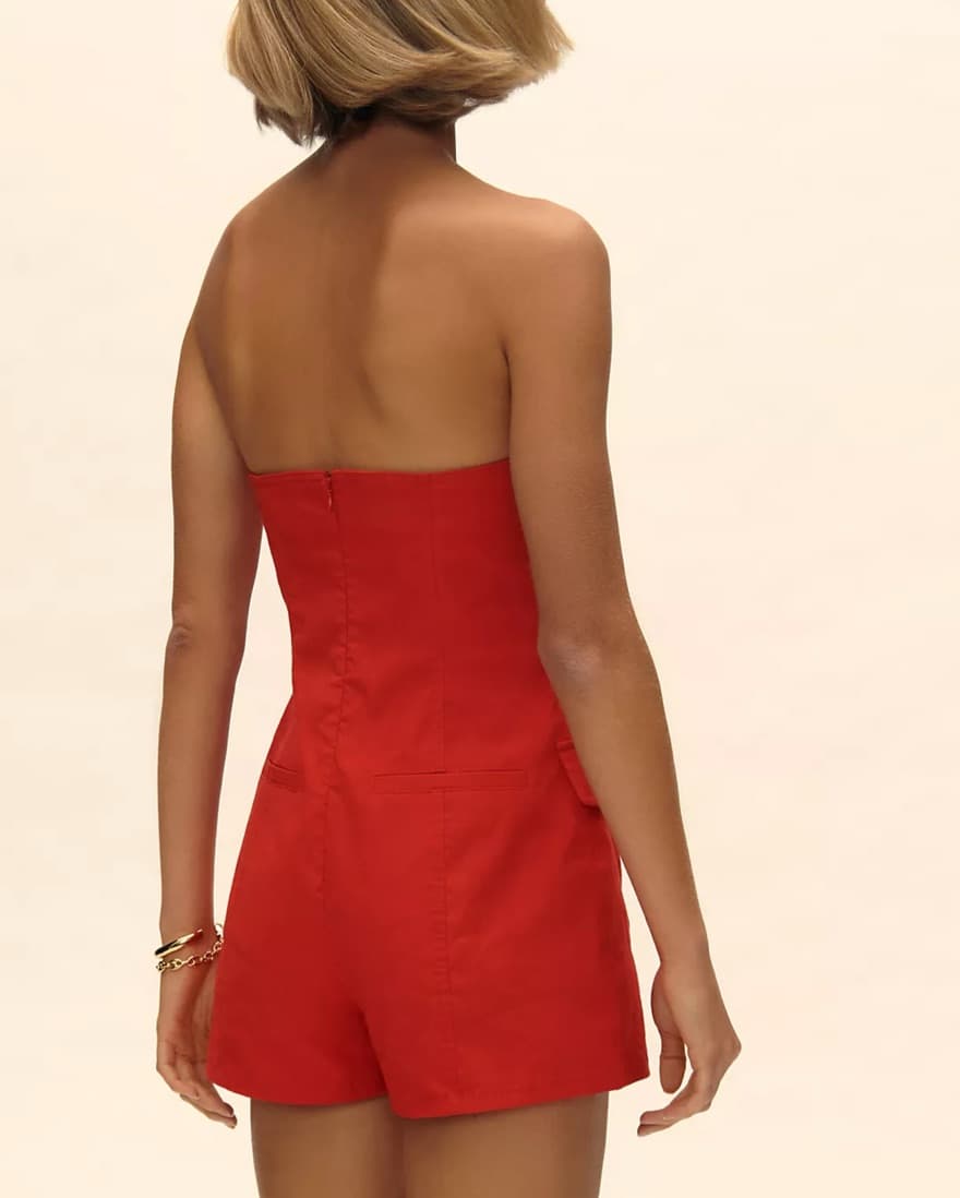 Maeve Strapless Linen Blazer Romper - Image 3