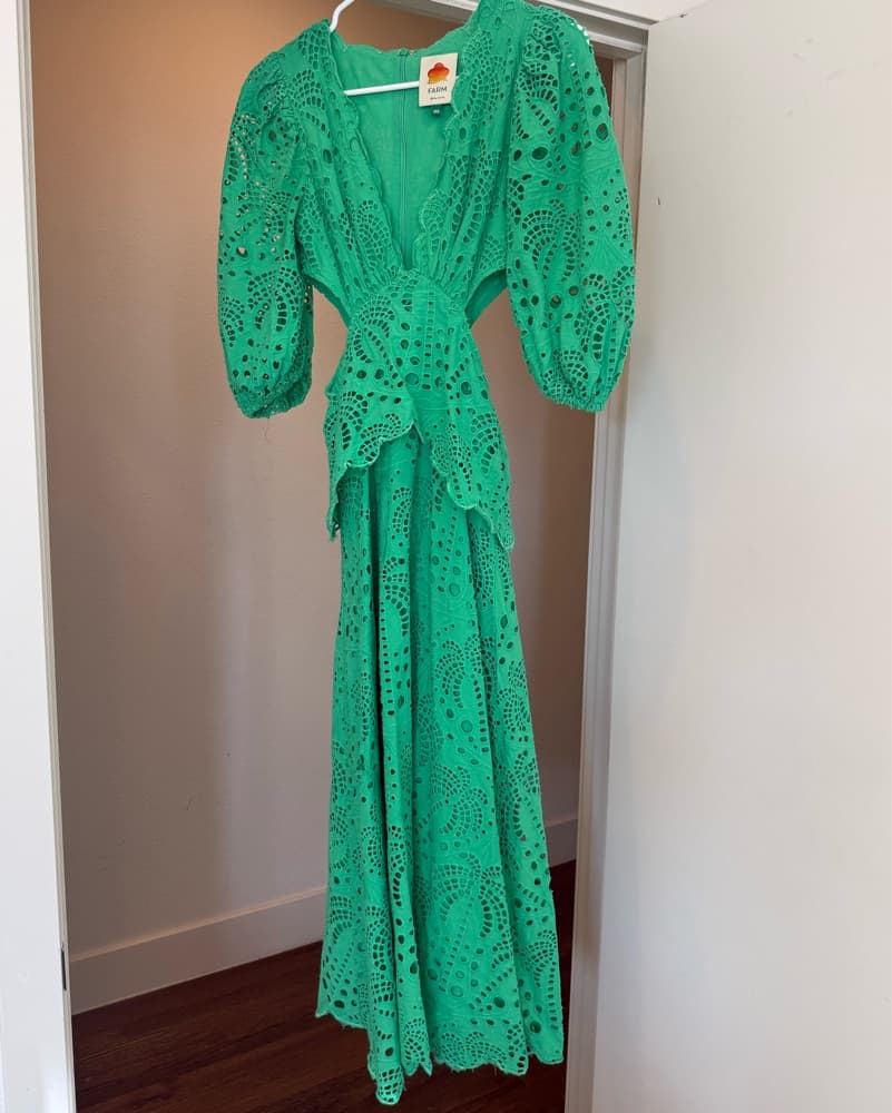 Farm Rio Green Eyelet Dress - Image 6