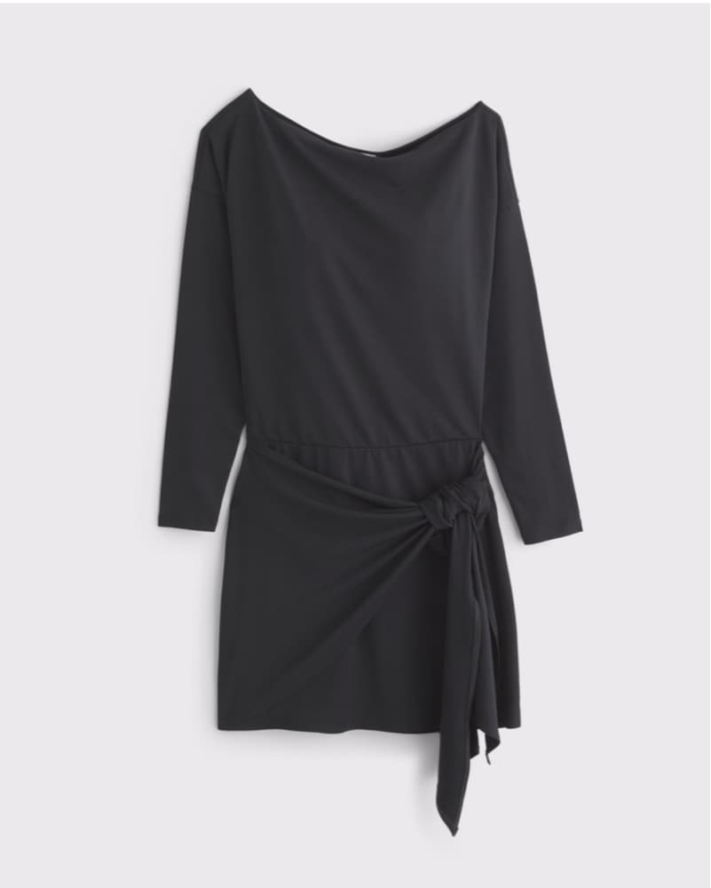 Long Sleeve Draped Mini Dress - Image 1