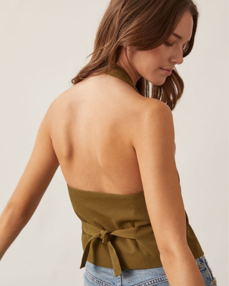 Chic Olive Halter Top - Image 2