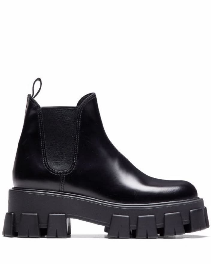 Prada Chunky Black Chelsea Boots - Image 2