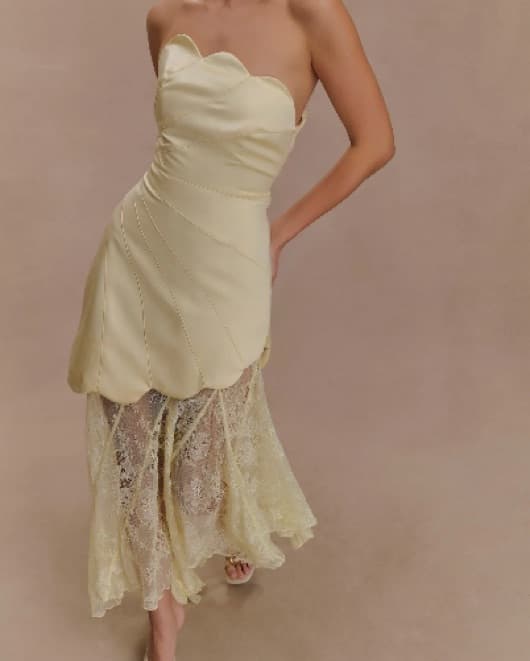 Meshki Aleena Yellow Satin & Lace Dress - Image 3