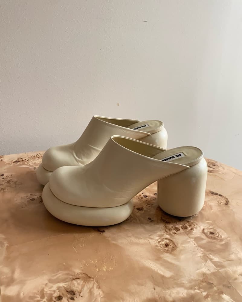 Jil Sander Neutral Leather Mules - Image 3