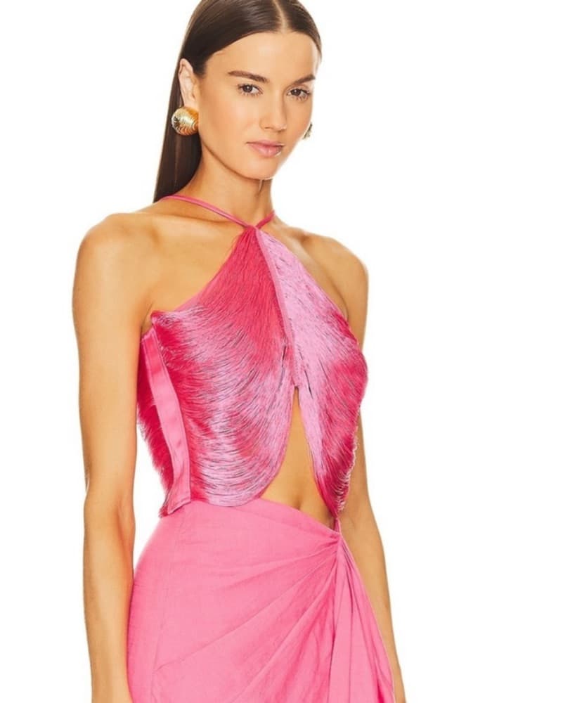 Cult Gaia Pink Quella Fringe Top XS - Image 3