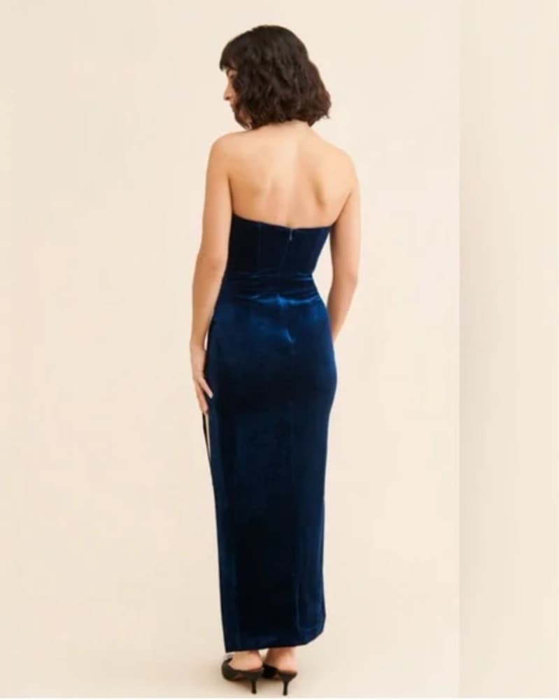 BARDOT Everlasting Velour Gown Blue - Image 3