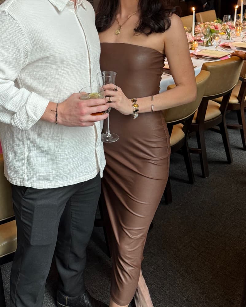 Brown Leather Midi Dress - Image 2