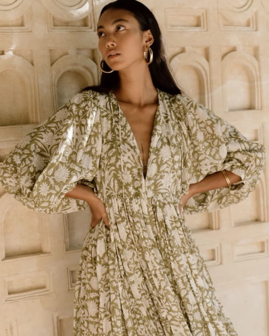 Kyra Midi Dress in Olive - Image 3