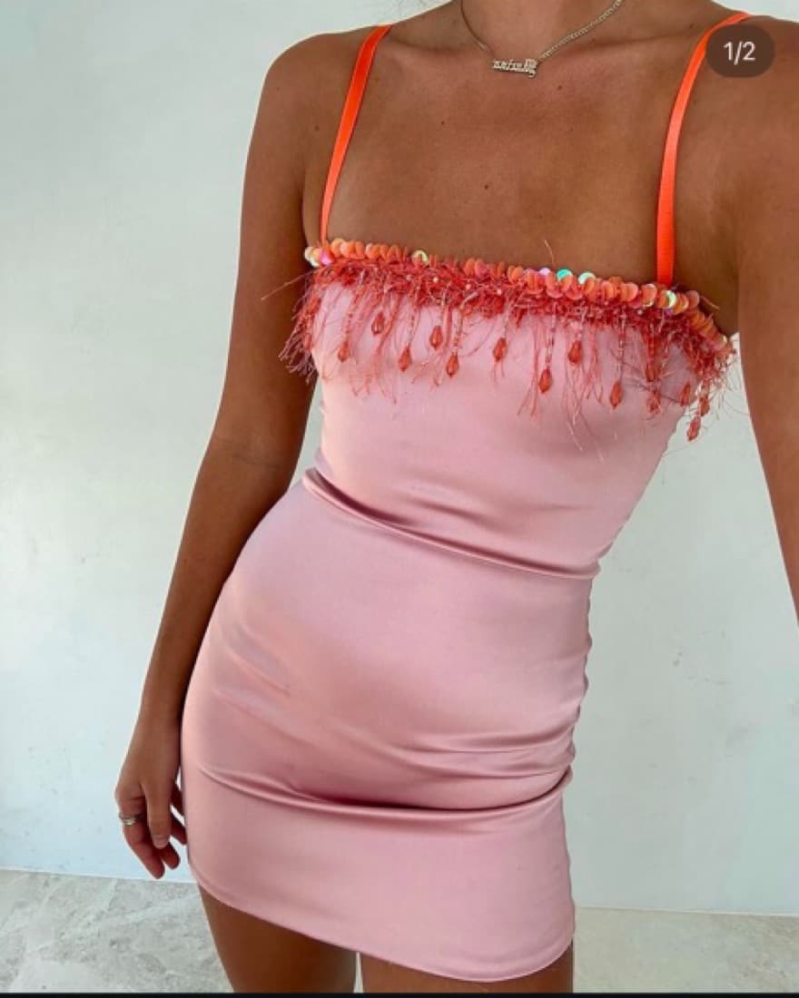 Pink and Orange Danielle Guizio Dress - Image 2