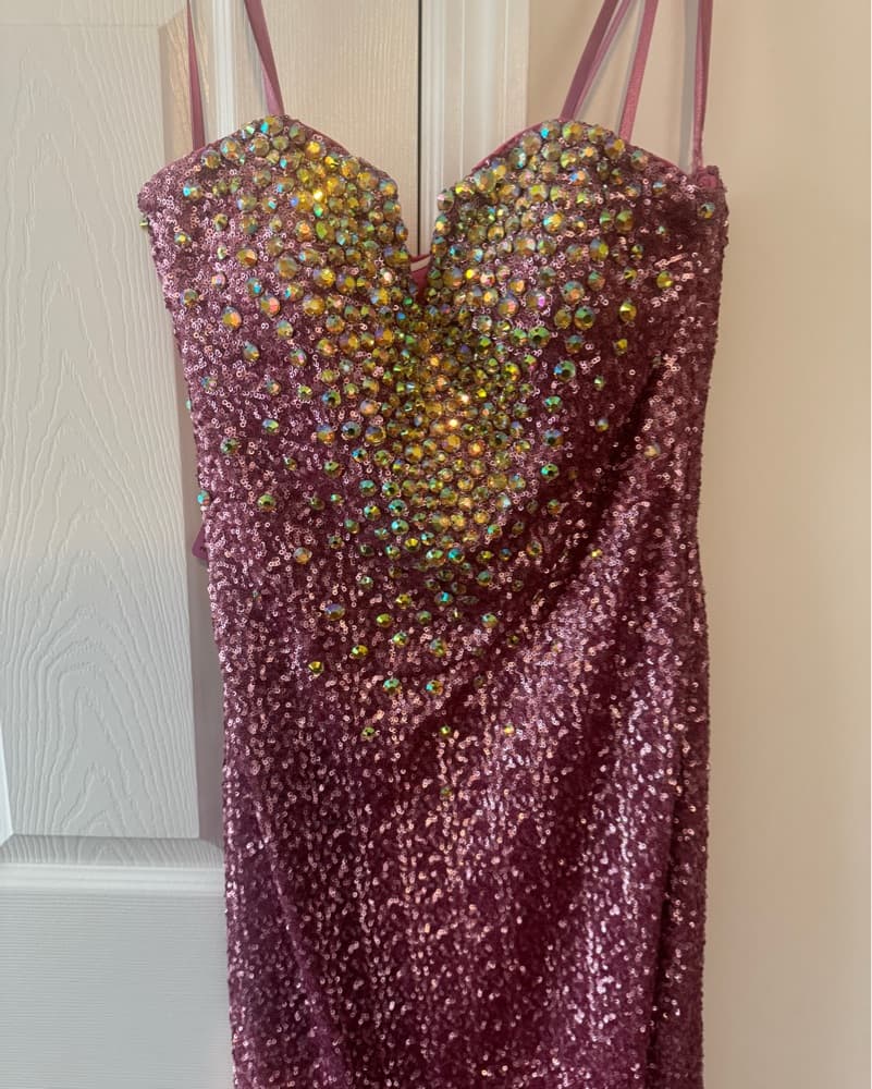 Sparkling Sequin Pink Strapless Gown  - Image 3