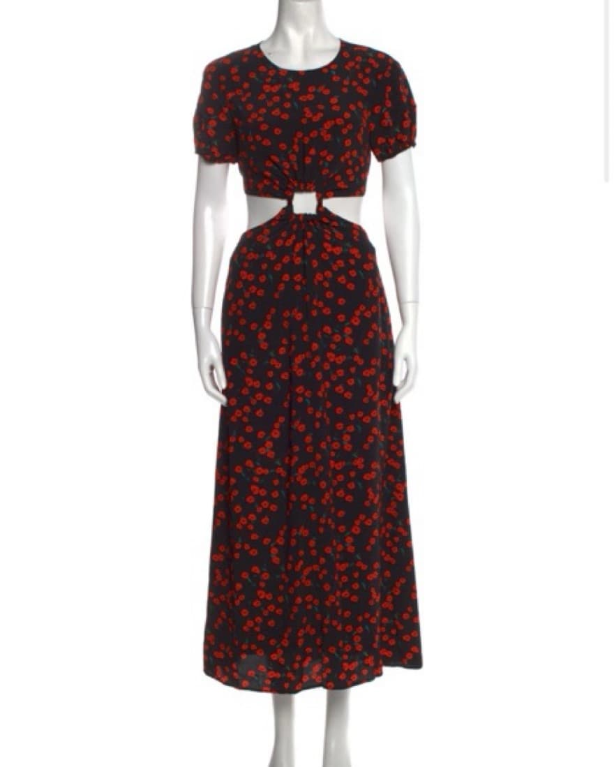 Black & Red Floral Print Long Dress  - Image 4