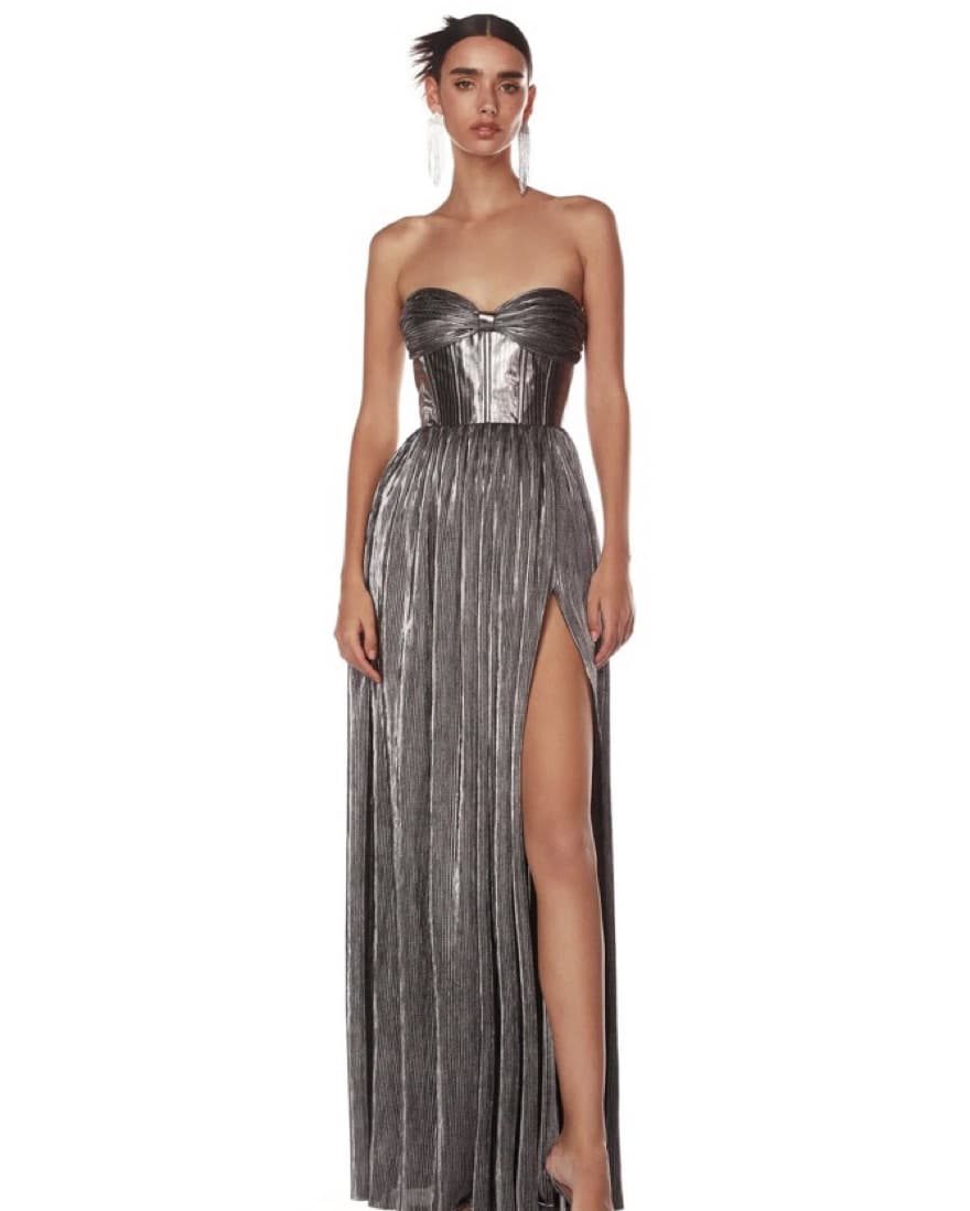 Bronx And Banco Florence Gown In Silver - Image 1