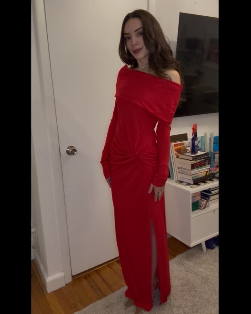 Red Off-Shoulder Gown By Prabal Gurung - Image 1