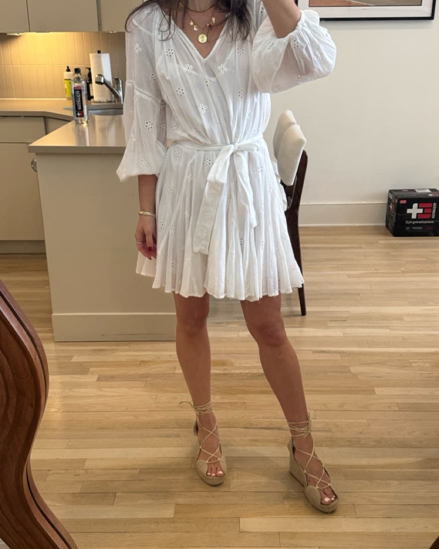 Delicate White Eyelet Midi Dress - Image 4