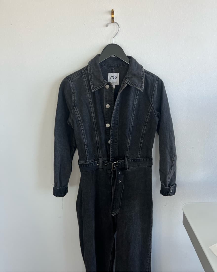 Black Denim Jumpsuit  - Image 1