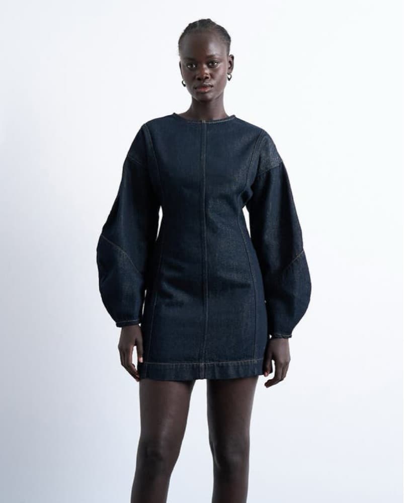 Topshop Dark Denim Mini Dress  - Image 1