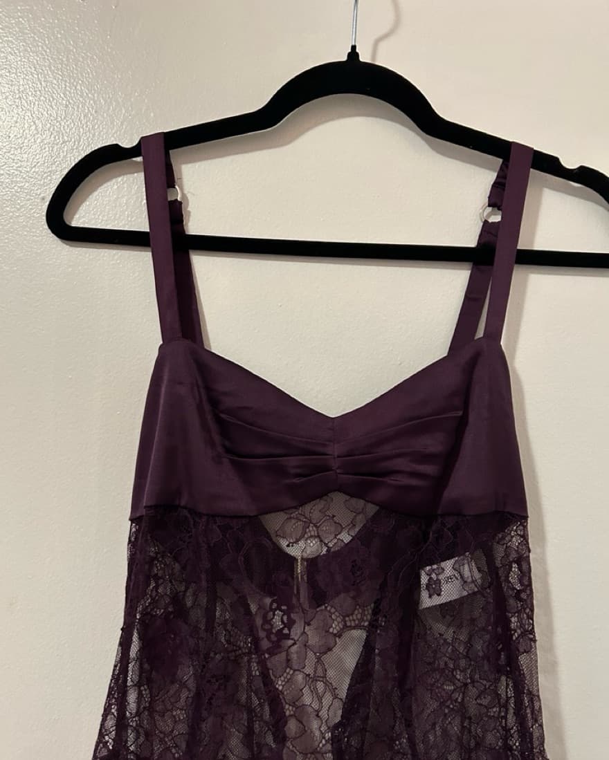 Purple Lace + Satin Midi Dress - Image 5