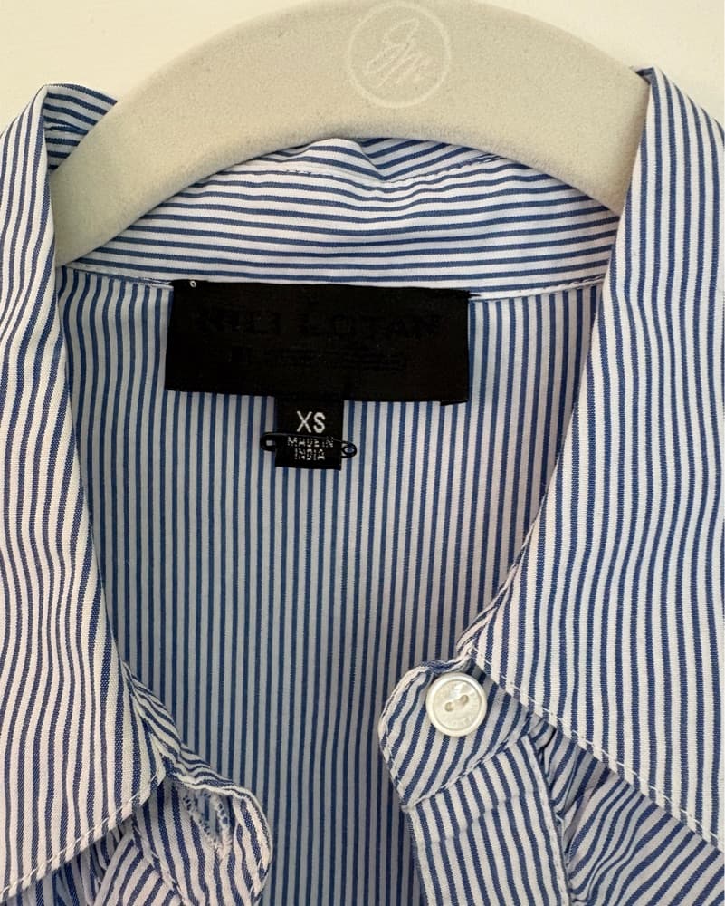 Nili Lotan Striped Button Ruffled Shirt - Image 4