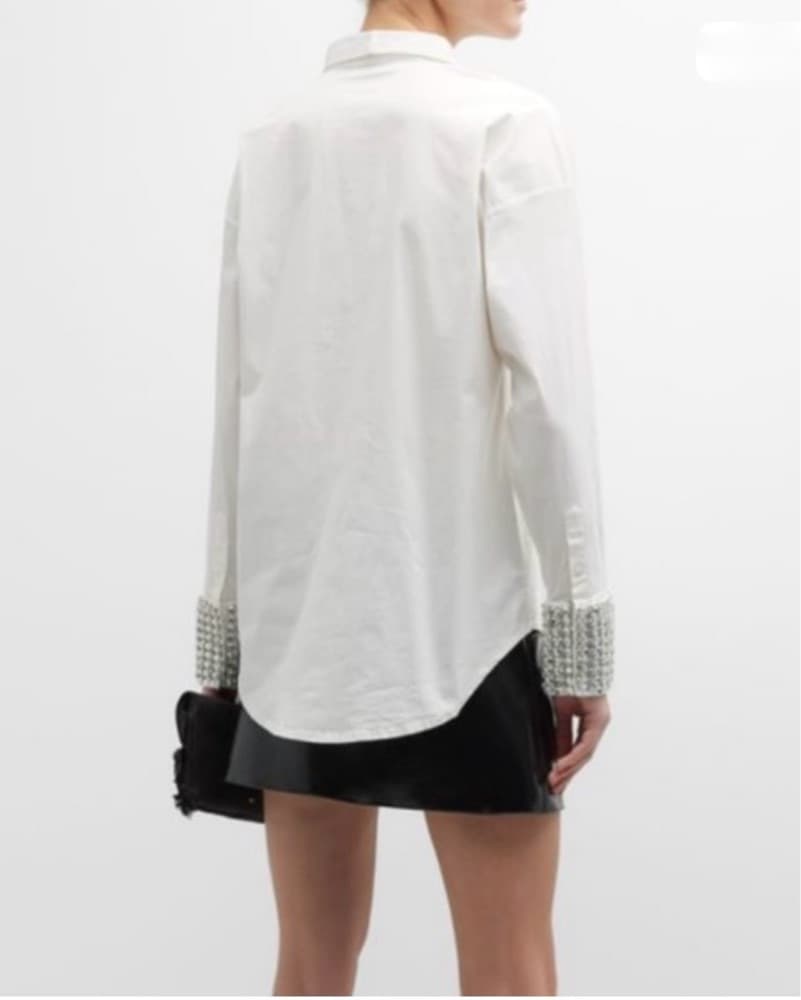 Retrofete White Shirt with Crystal Cuffs - Image 2