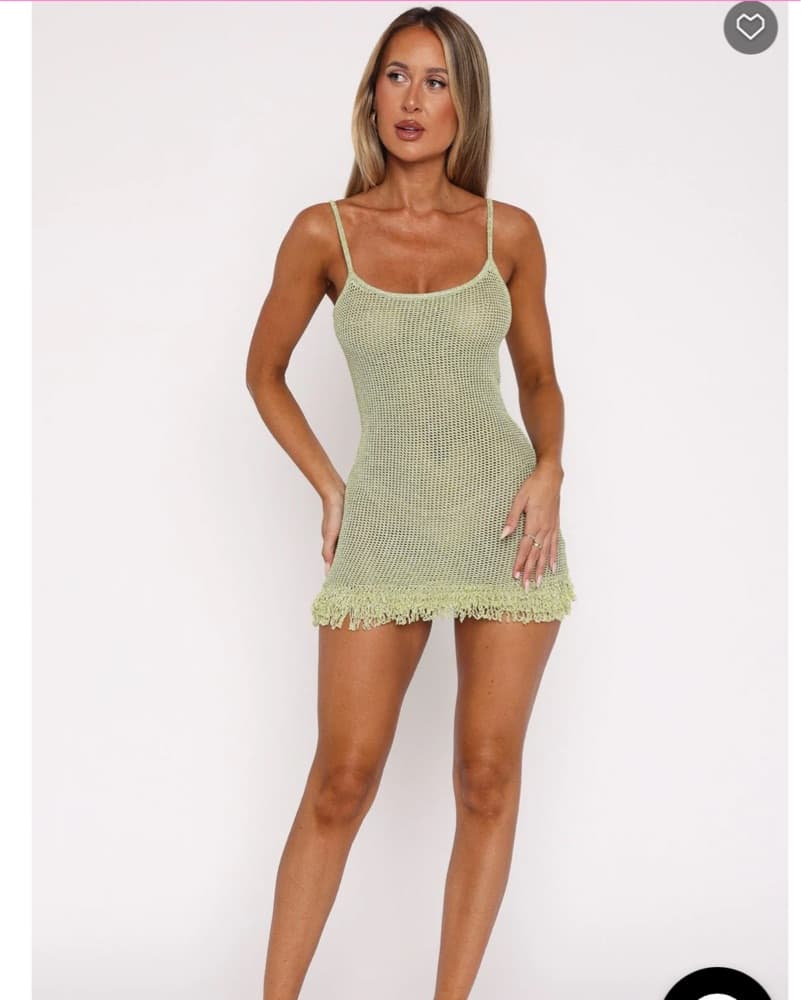 White Fox Green Knit Mini Dress - Image 2