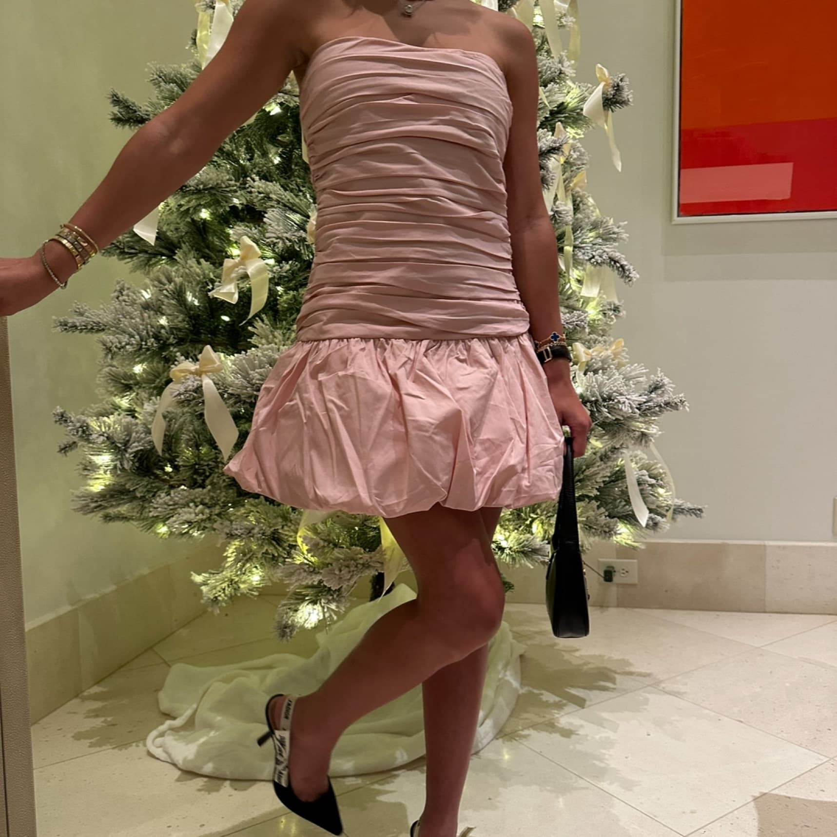 Fran Ruched Cotton Mini Dress - Rose - Image 2