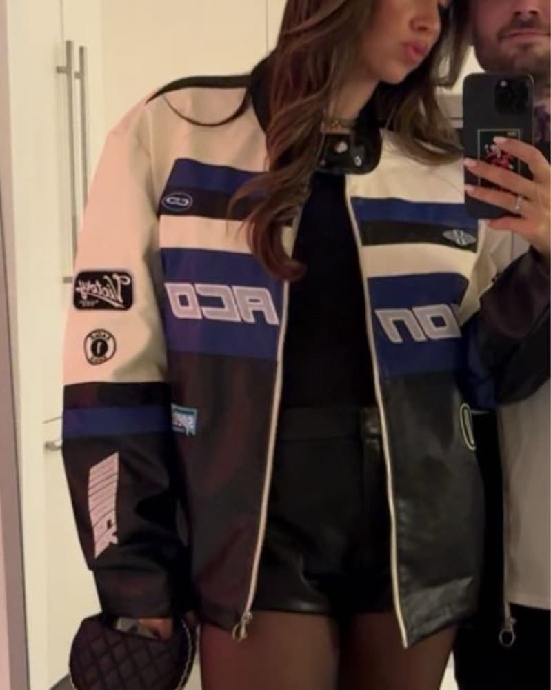 oversized leather “racecar” jacket - Image 2