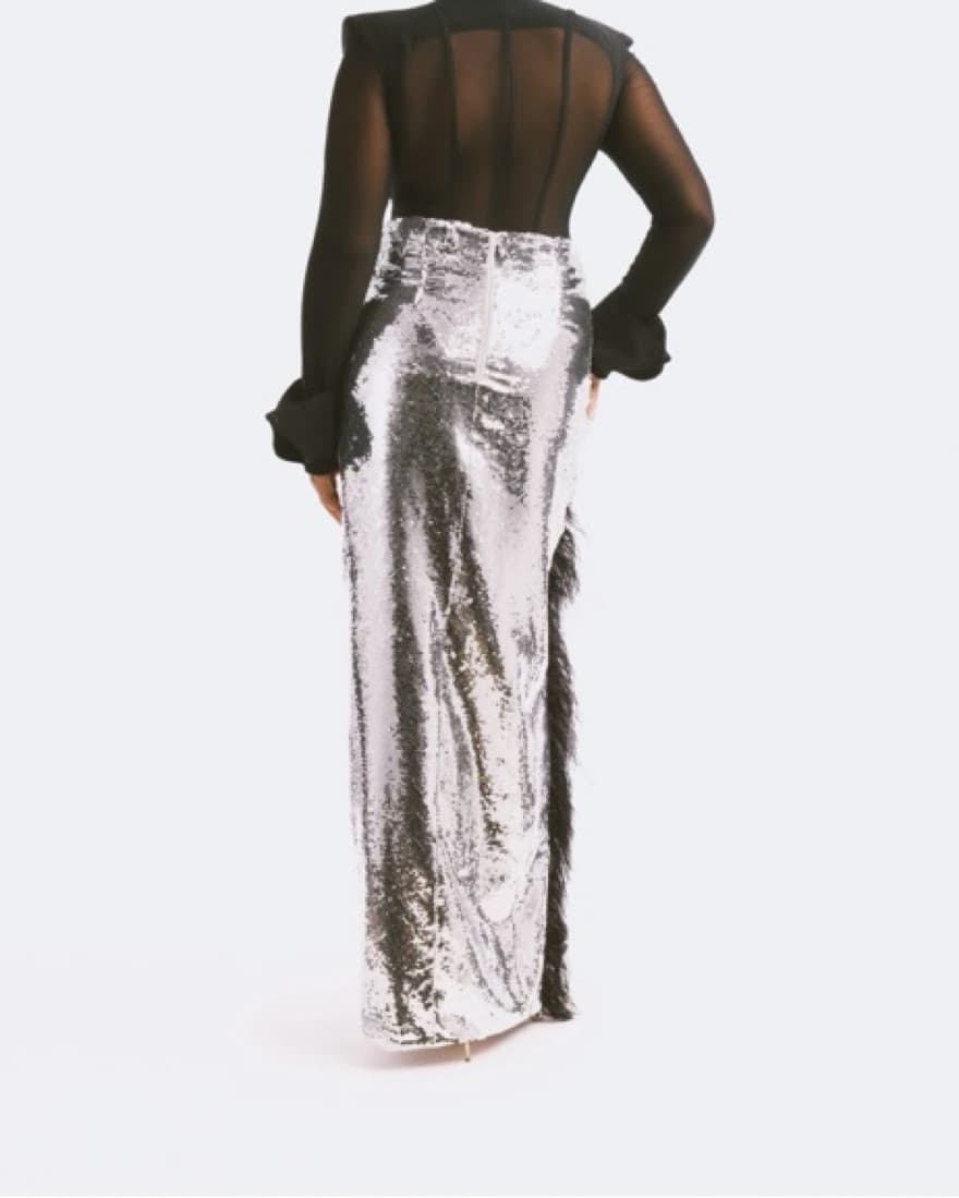 Silver Sequinned Amara Skirt  - Image 2