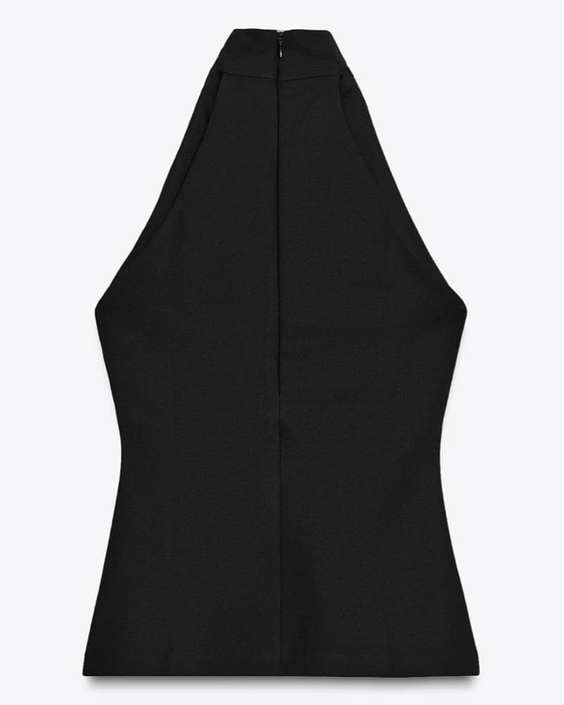 Zara Black Crepe Halter Top - Image 3