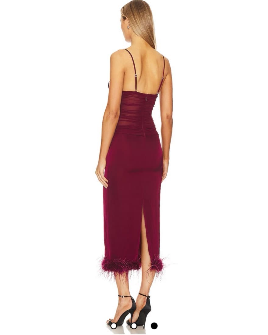 Rhiannon Midi Dress in Oxblood Red NBD - Image 2